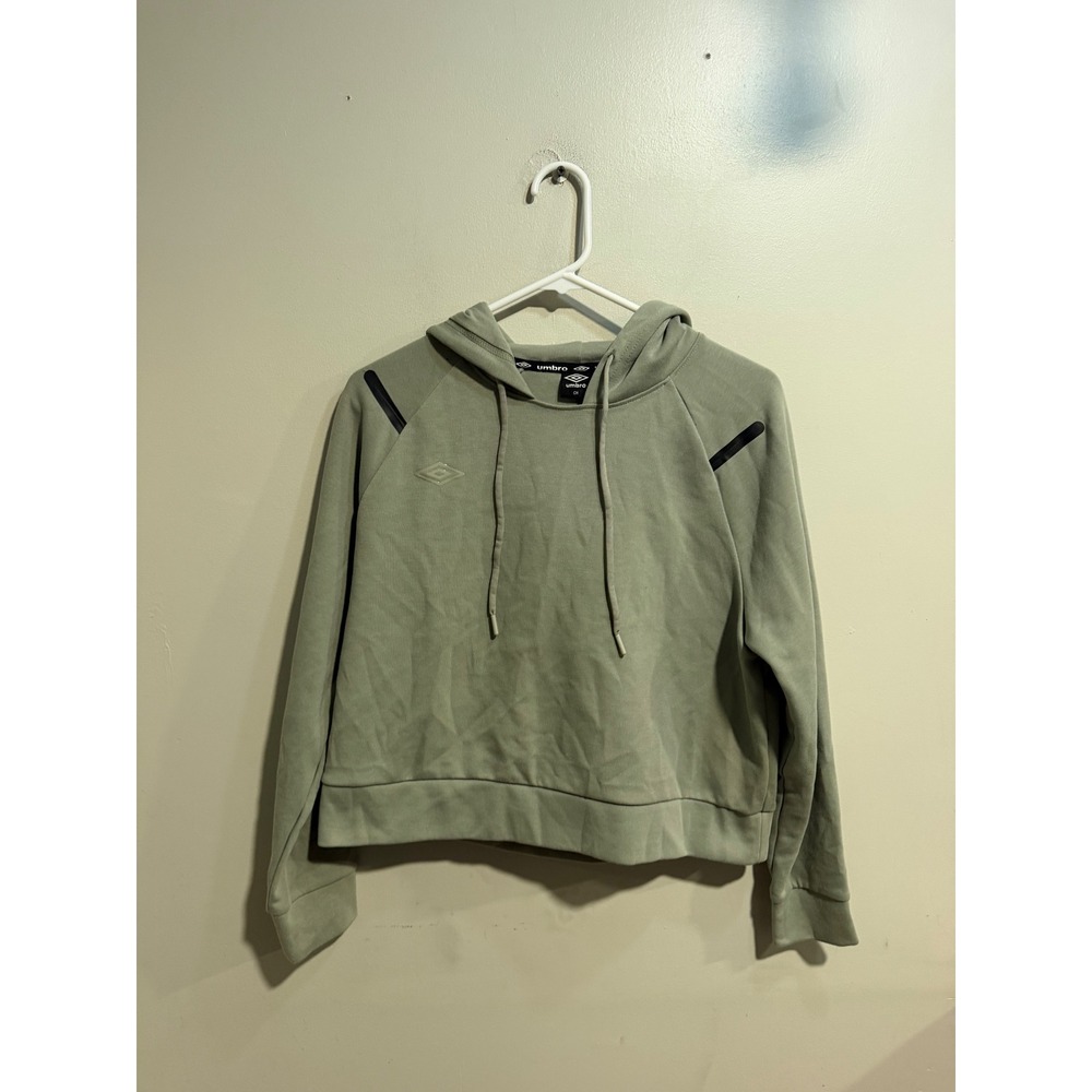 Umbro Womens Sage Green Cropped Hoodie Raglan Sleeve Pullover Size Small
